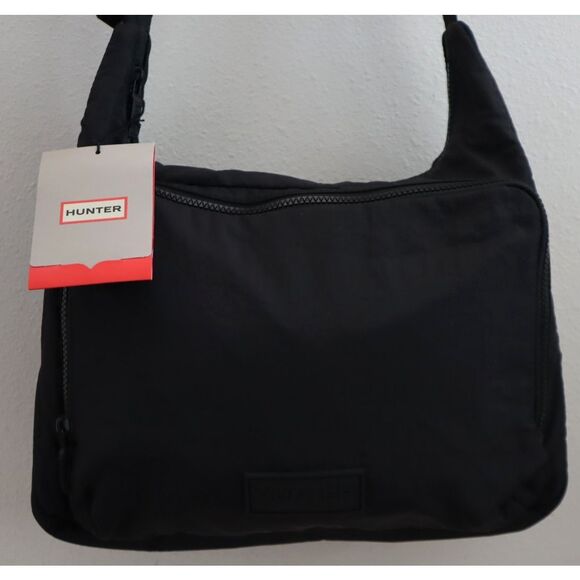 Hunter Unisex Large Black Nylon Commute Shoulder Bag w/Adjustable Webbing Strap - Picture 9 of 16